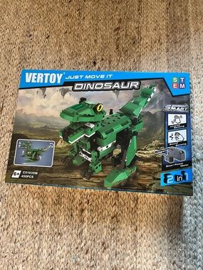 Vertoy Green Dinosaur/Crocodile Building STEM Toy - 2-in-1 Model